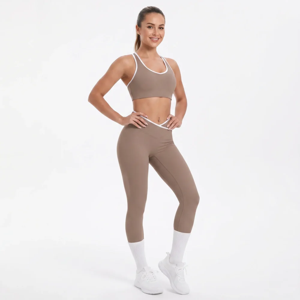 Legginsy sportowe z kopertowym pasem