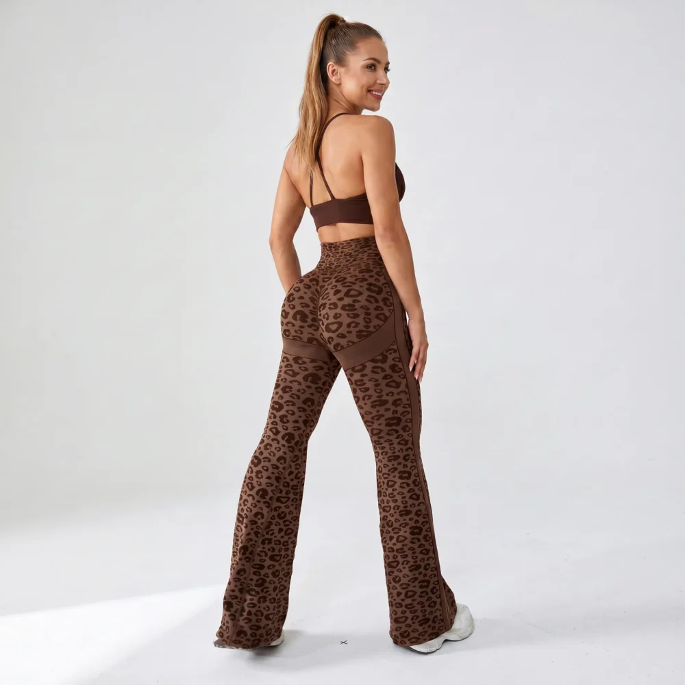Legginsy dzwony z wysokim stanem