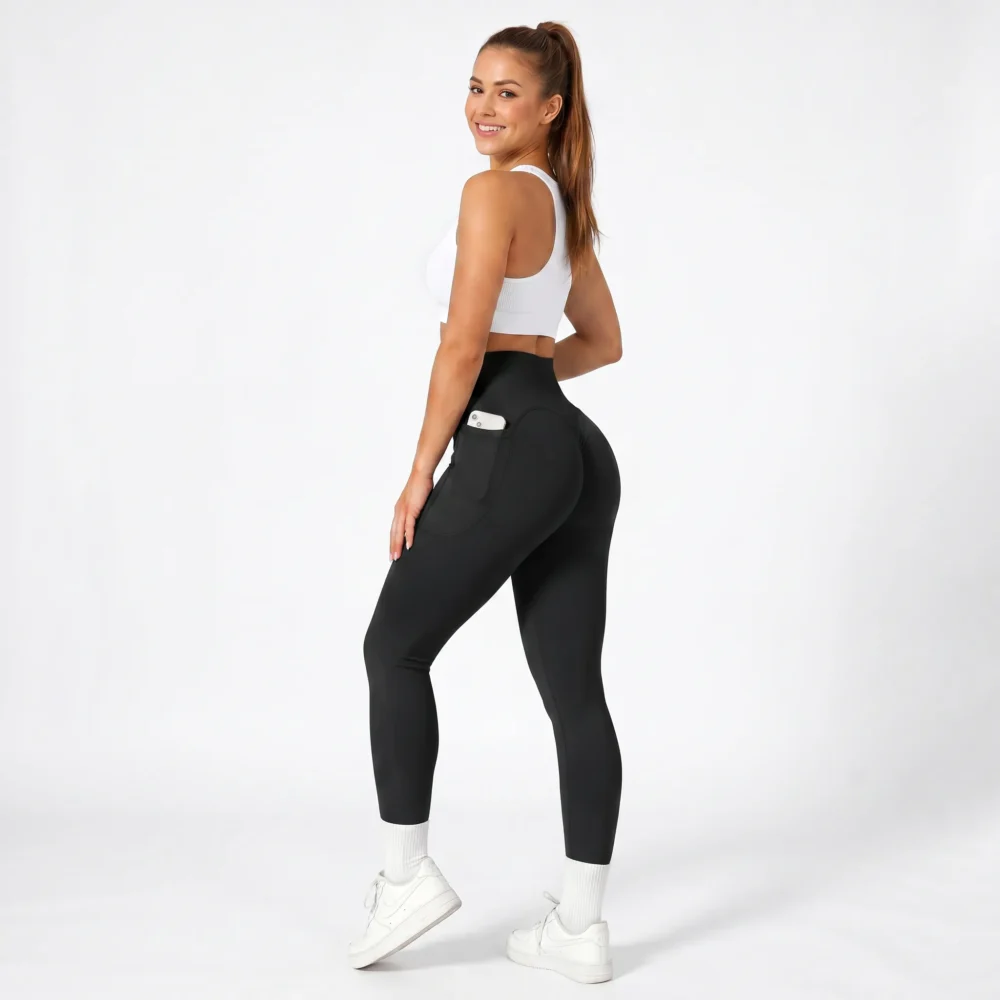 Legginsy sportowe z wysokim stanem i konturowaniem pośladków