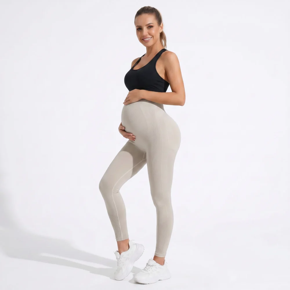 Legginsy ciążowe z wysokim pasem i dopasowanym krojem