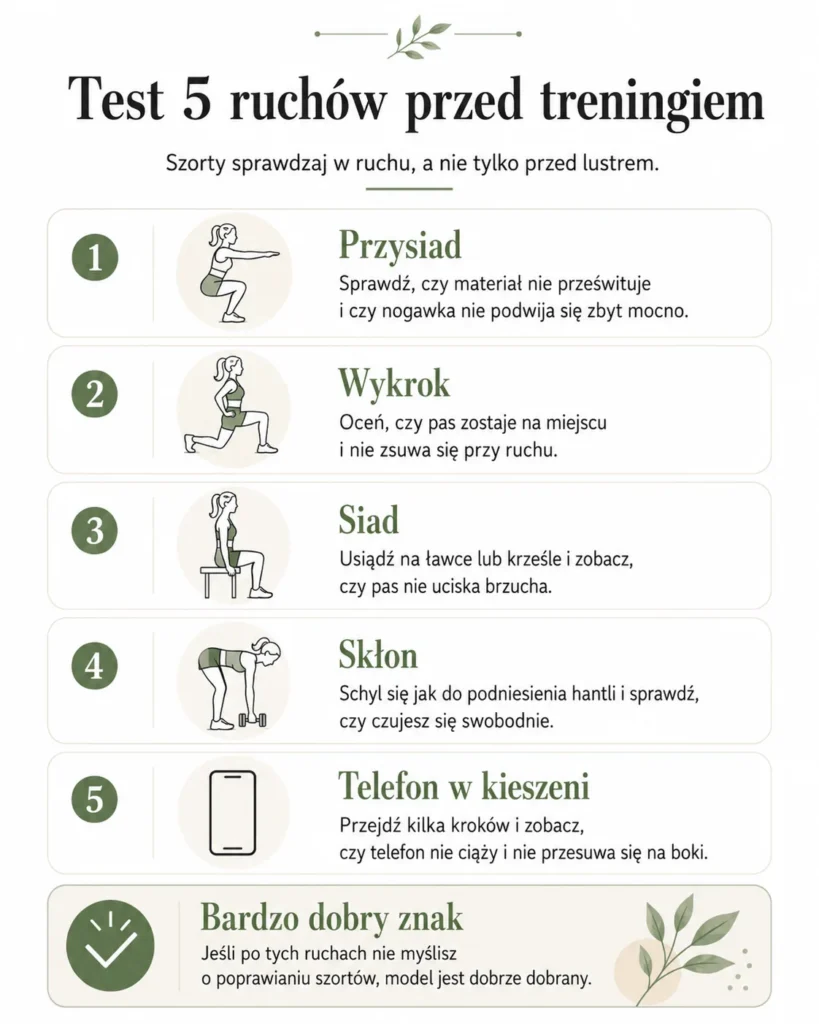 Jak sprawdzić szorty przed treningiem - test 5 ruchów.