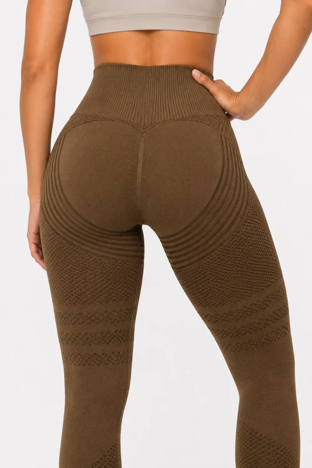Legginsy modelujące 3D - Push-UP & Antycellulitowe - Brązowy