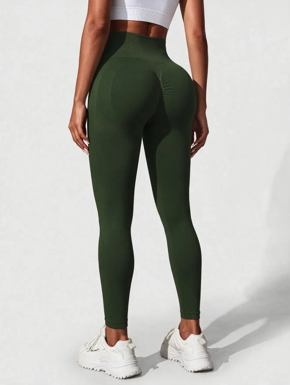 Legginsy modelujące push-up z wysokim stanem Livia Seamless - Wojskowa Zieleń