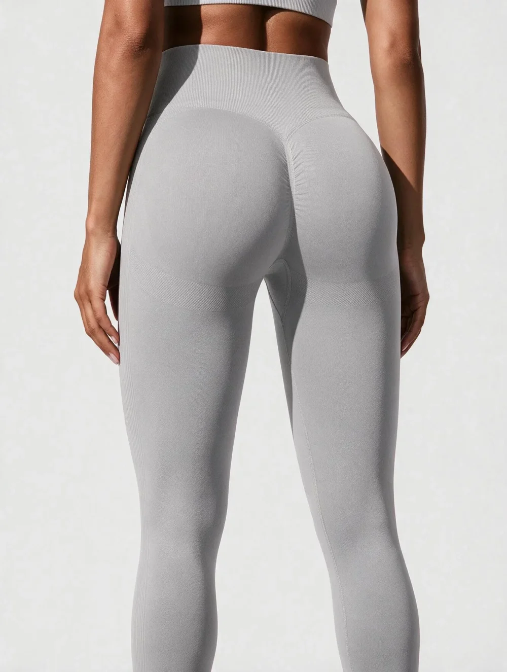 Legginsy modelujące push-up z wysokim stanem Livia Seamless - Jasnoszary