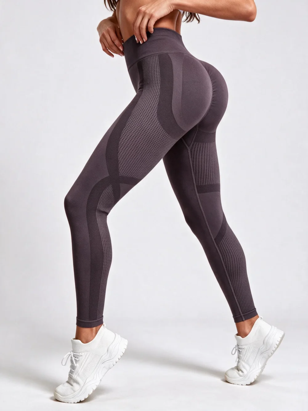 Legginsy Deep Push Up z wysokim stanem Vela Sculpt - Figowy
