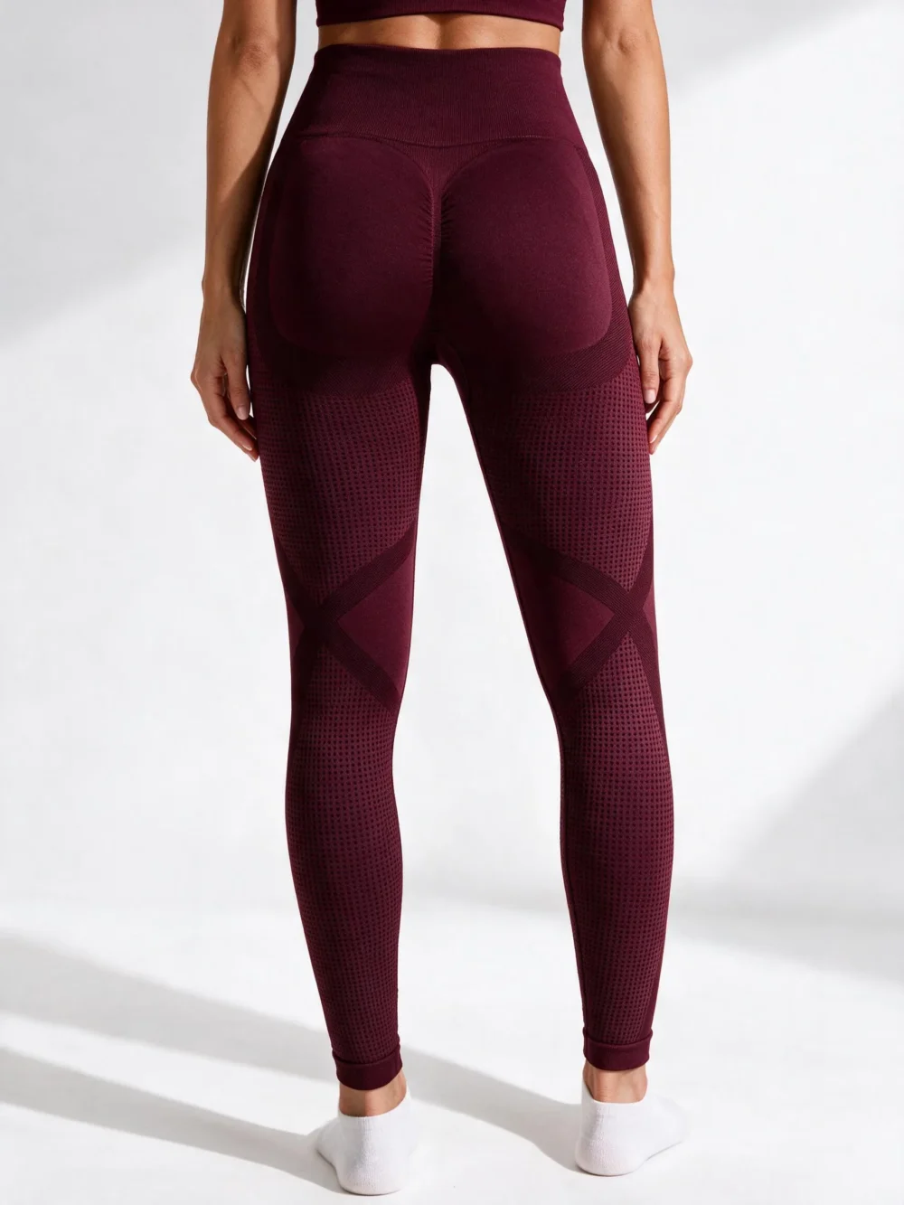 Legginsy Deep Push Up z wysokim stanem Vela Sculpt - Wiśniowy