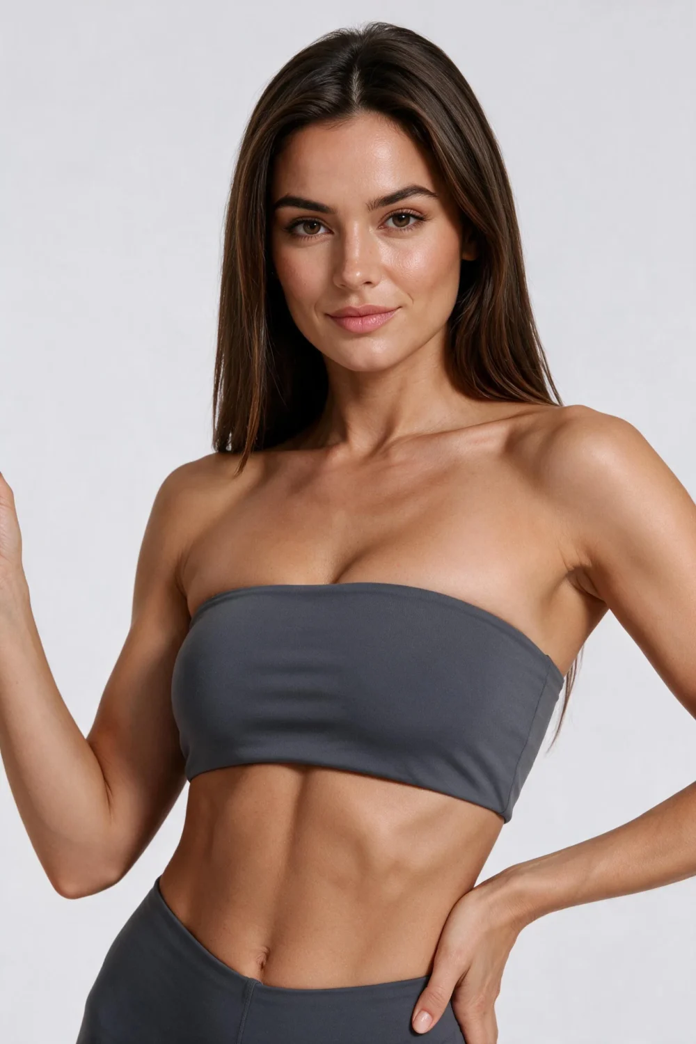 Top bandeau bez ramiączek - Szary