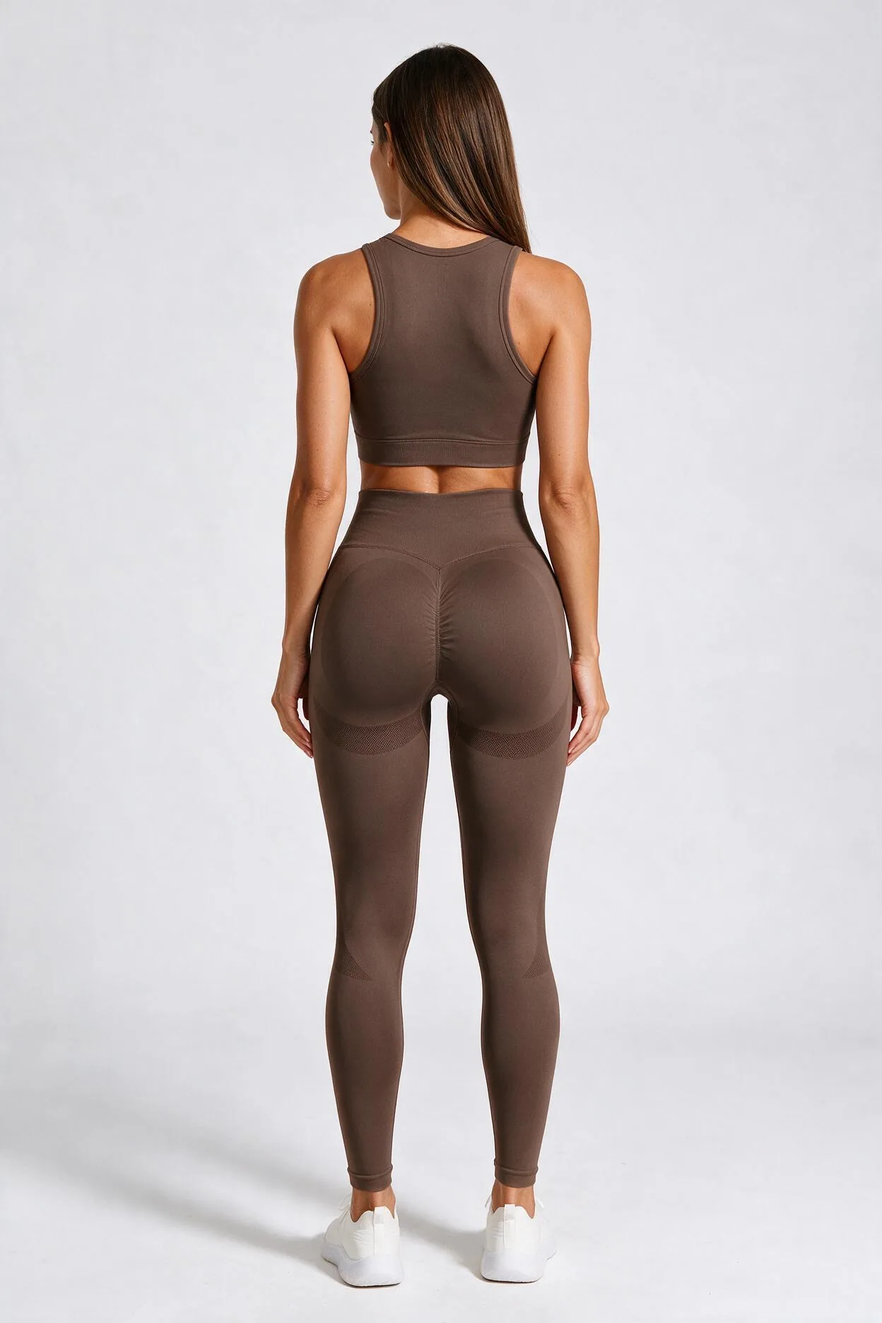 Legginsy Bezszwowe Push-Up z Wysokim Stanem Nova Lift - Czekoladowy