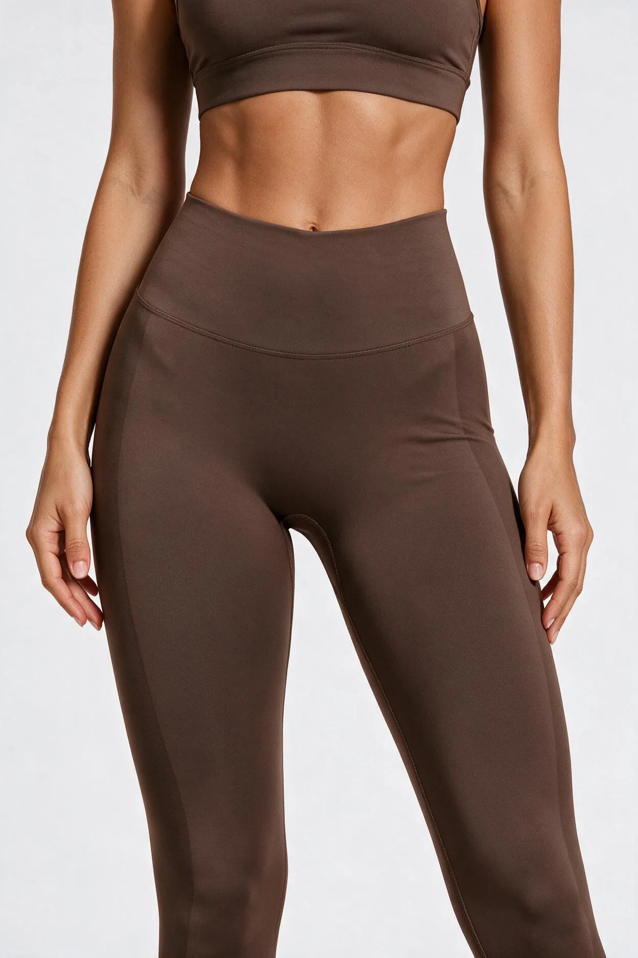 Legginsy Bezszwowe Push-Up z Wysokim Stanem Nova Lift - Czekoladowy