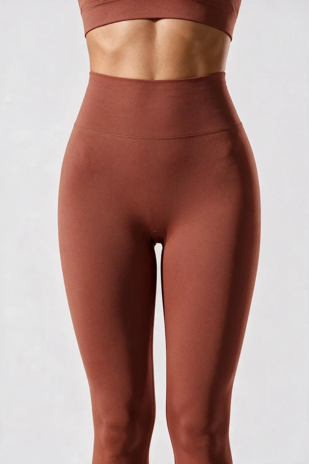Legginsy Bezszwowe Push-Up z Wysokim Stanem Nova Lift - Brązowy